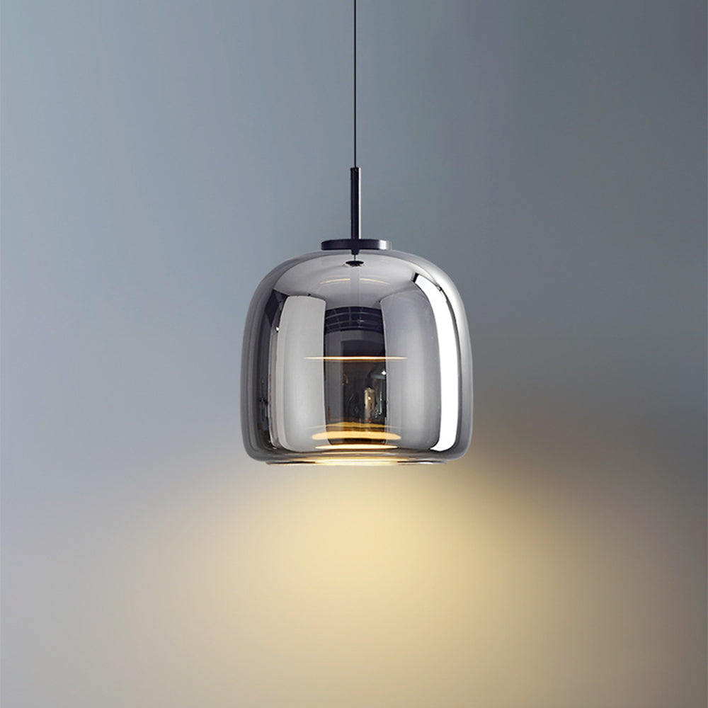 Glass Dome Overhead Light for Dining Tables 10-Inch with Brass Hardware Adjustable Drop Kitchen Island Suspended Fixture Clear See-Through S