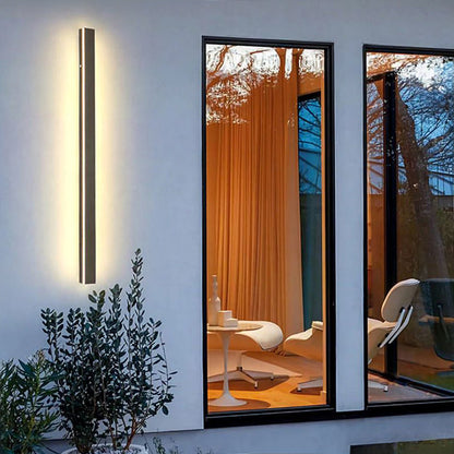 Outdoor Linear LED Wall Light 78 in Black Weatherproof Fixture for Facade Garden Patio Hallway Pathway Entrance IP65 Architectural Slim Prof