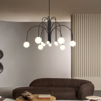 Multi-Pendant Glass Chandelier for Dining Room & Living Room – Adjustable Height Suspension Fixture with LED Bulbs