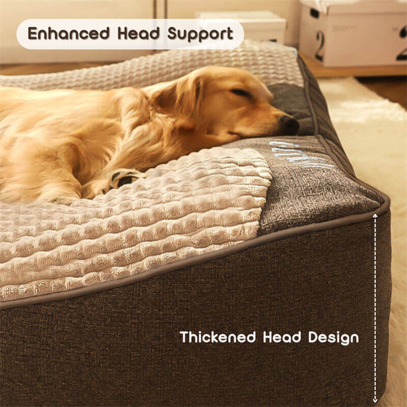 Plush Bolster Pet Lounger with Supportive Rim for Medium to Large Dogs – Cushioned Sleeping Pad in Brown – Removable Washable Cover – 31 × 2