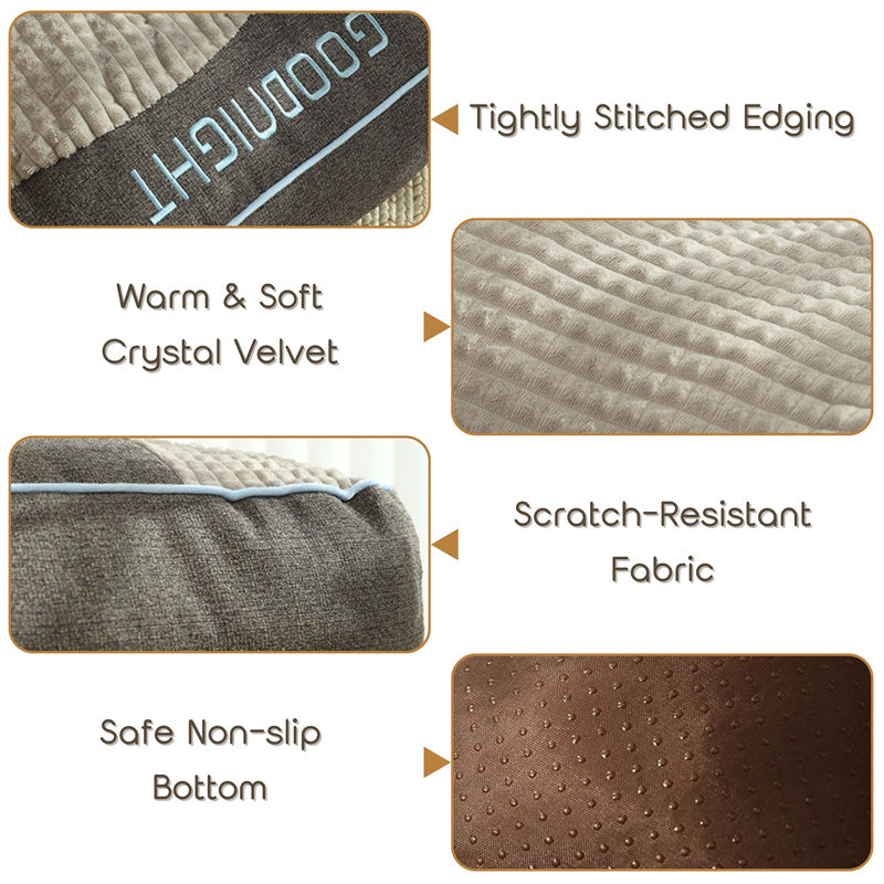 Plush Bolster Pet Lounger with Supportive Rim for Medium to Large Dogs – Cushioned Sleeping Pad in Brown – Removable Washable Cover – 31 × 2
