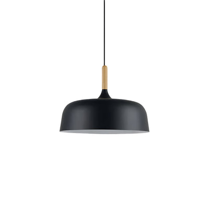 Hanging Ceiling Lamp Adjustable Wood Metal Dome Shade 12.6 Inch for Kitchen Island Dining Room Table Modern Minimalist Scandinavian Style
