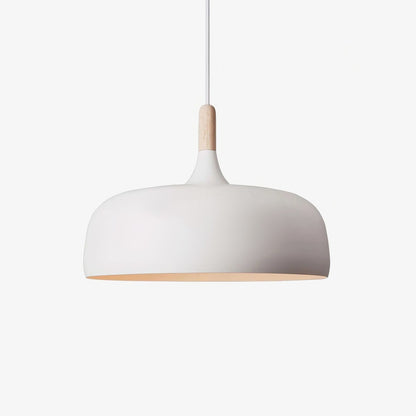 Hanging Ceiling Lamp Adjustable Wood Metal Dome Shade 12.6 Inch for Kitchen Island Dining Room Table Modern Minimalist Scandinavian Style