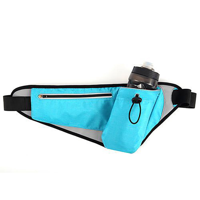Running Belt Bag with Water Bottle Holder, Waterproof Hiking Waist Bag with Reflective Strips, Bum Bag for Running