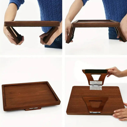 Bamboo Sofa Arm Tray with Adjustable Clip – Couch Side Table for Drinks, Snacks & Remote – No Assembly Armrest Caddy Organizer