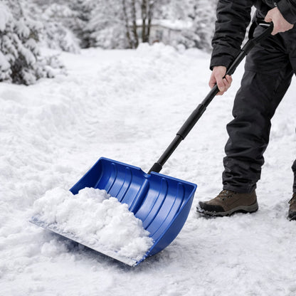 Adjustable Snow Shovel with Wide Blade for Efficient Snow Removal | Versatile Tool for Driveways and Sidewalks