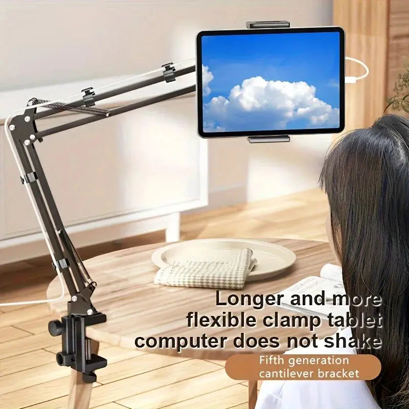 Ortekor Adjustable Tablet Holder with Rotatable Arm & Sturdy Metal Base for Hands-Free Viewing