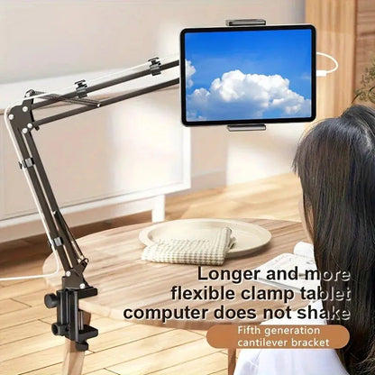 Ortekor Adjustable Tablet Holder with Rotatable Arm & Sturdy Metal Base for Hands-Free Viewing