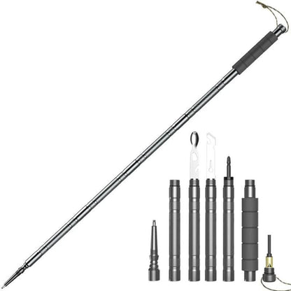 Collapsible Multi-Tool Trekking Stick with Compass, Fire Starter & Survival Accessories for Hiking, Camping & Emergency Preparedness