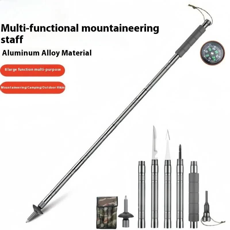 Collapsible Multi-Tool Trekking Stick with Compass, Fire Starter & Survival Accessories for Hiking, Camping & Emergency Preparedness