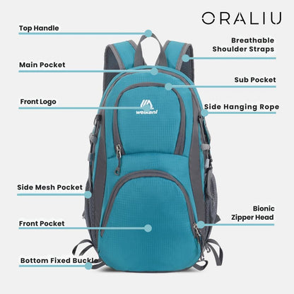 Lista para la aventura | Mochila de viaje con diseño de nailon impermeable | Mochila ligera para senderismo y actividades al aire libre