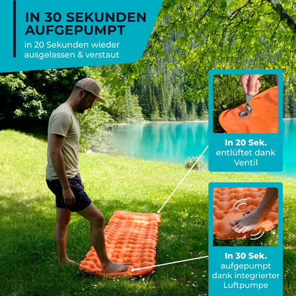 Camping Sleeping Mat Ultralight with Integrated Pump, Inflatable Sleeping Pad for Backpacking, Compact Sleeping Pad 8 cm