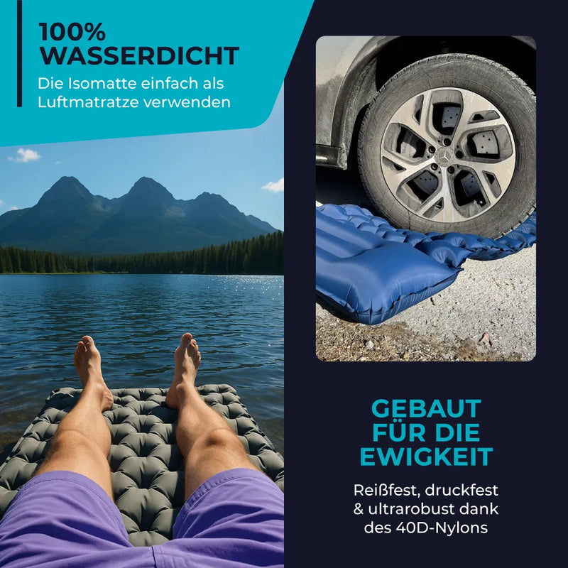 Camping Sleeping Mat Ultralight with Integrated Pump, Inflatable Sleeping Pad for Backpacking, Compact Sleeping Pad 8 cm