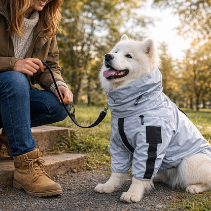 Listo para la aventura | Impermeable para perros con capa reflectante | Protección ligera y transpirable para todo tipo de clima