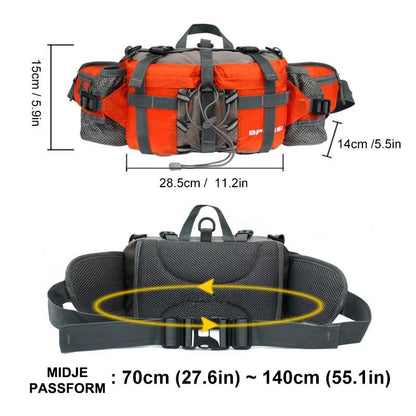 Lista para la aventura | Riñonera de senderismo impermeable con doble portabotellas | Diseño espacioso para estilos de vida activos