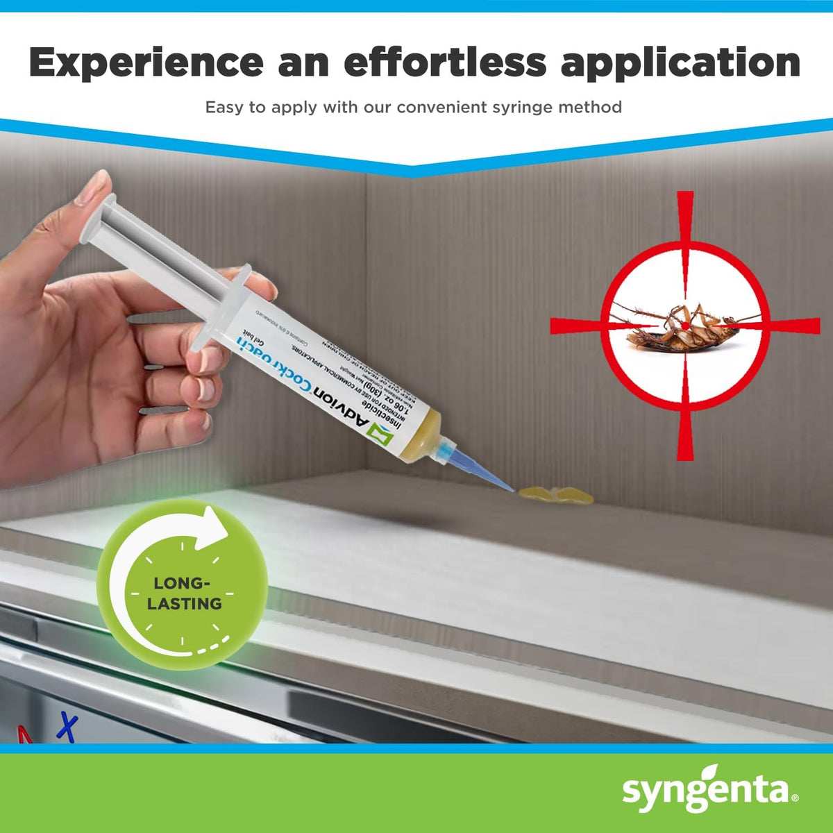Roach Control Gel Syringe – Indoor & Outdoor Cockroach Treatment for Home, Kitchen, Commercial Use – Non-Repellent Formula