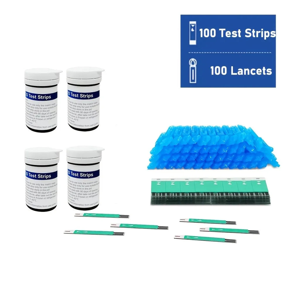 Kit de monitor de glucosa en sangre con 50 tiras reactivas y lancetas | Kit de prueba de azúcar en sangre, dispositivo preciso y portátil para realizar pruebas sencillas en casa, kit de prueba de nivel de azúcar en sangre