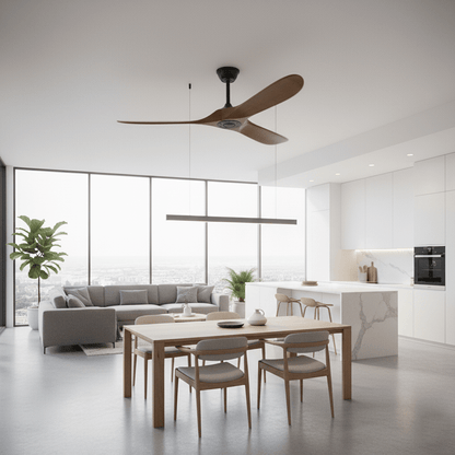 DC Motor Ceiling Fan with Wooden Blades 42 or 52 Inch Diameter Remote Control Indoor Air Circulation for Bedrooms Living Rooms Offices Low N