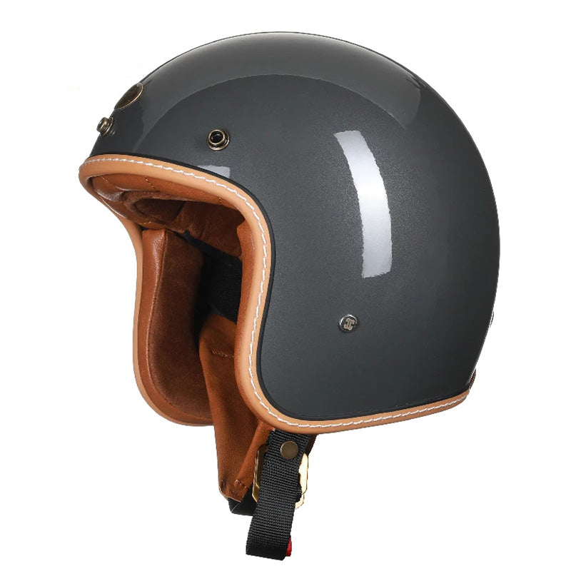 Biker Helmet, Vintage Lightweight Motorcycle Helmet with Low Profile Design, DOT and ECE Certified Open Face Helmet