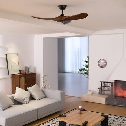 Wooden Blade Ceiling Fan with Remote 42-52 Inch 6-Speed Reversible Indoor Cooling Fan Vintage Farmhouse Style for Bedroom Living Room