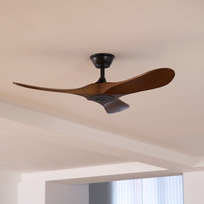 Wooden Blade Ceiling Fan with Remote Control 6 Speed Whisper-Quiet Motor Walnut Finish Adjustable Suspension for Living Room Bedroom Home Of