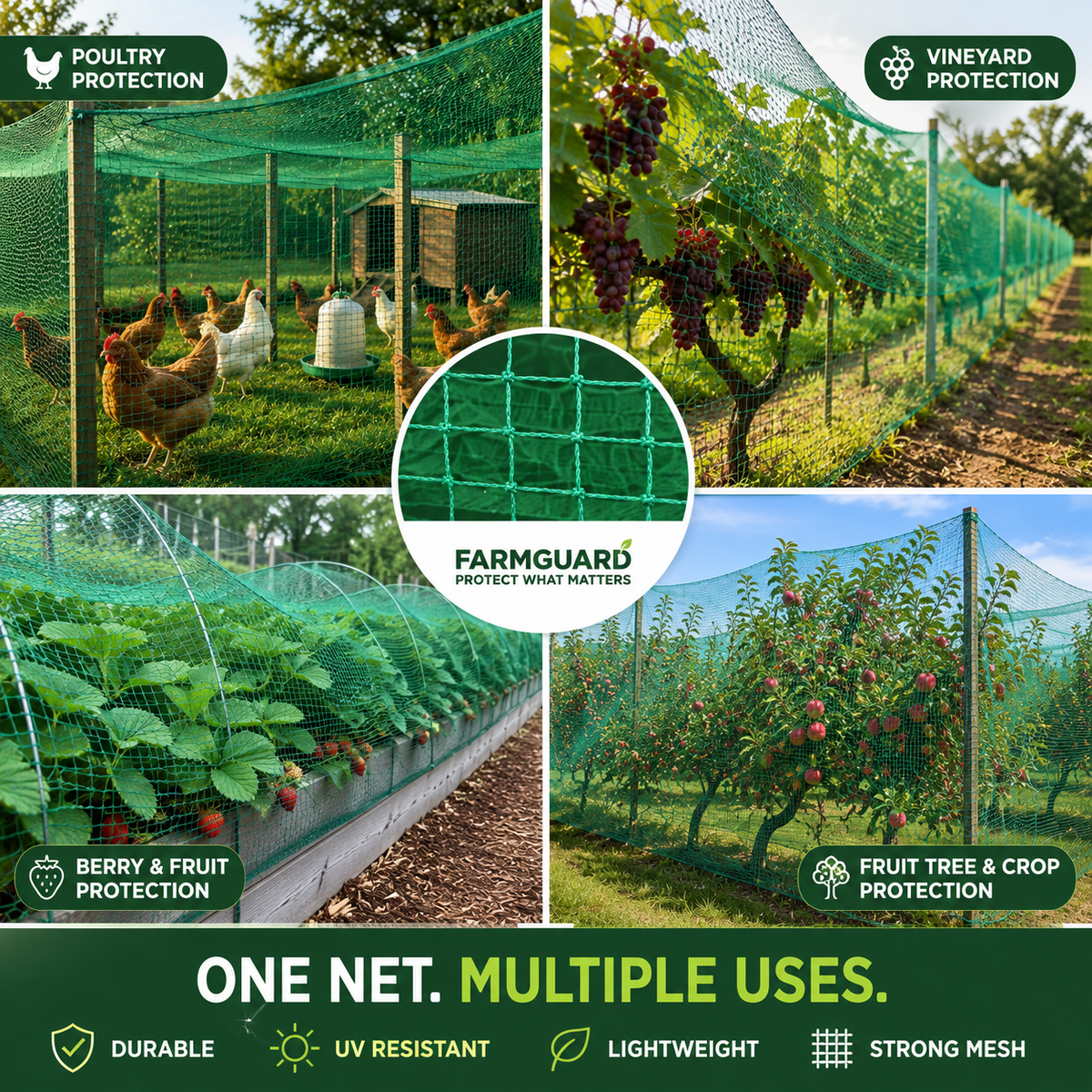 Ortekor AgriNet Pro | Red de jardín para aves y ciervos con resistencia a los rayos UV | Malla ligera para protección de cultivos