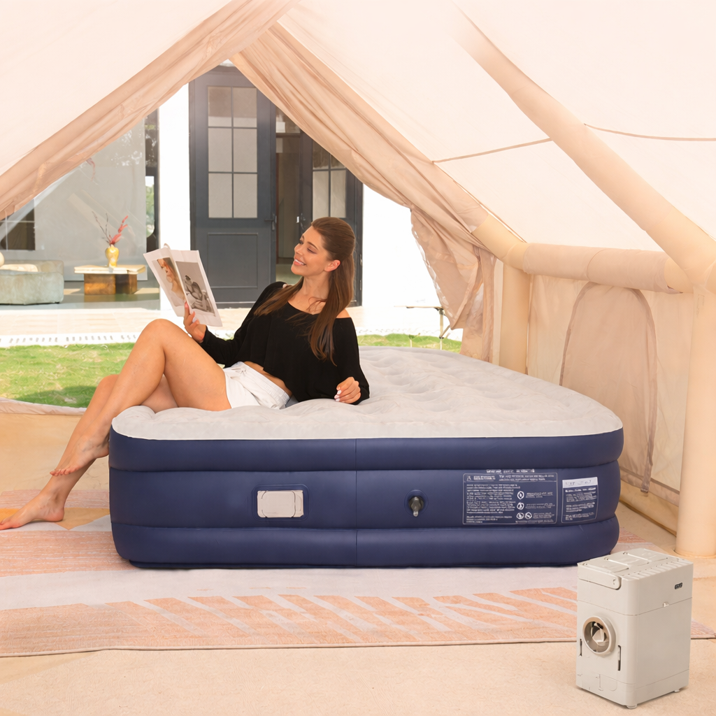 Comfort Rest | Colchón de aire autoinflable con bomba integrada | Diseño de doble grosor para un descanso cómodo al acampar