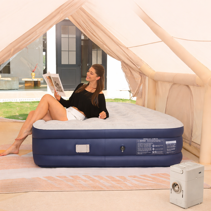 Comfort Rest | Colchón de aire autoinflable con bomba integrada | Diseño de doble grosor para un descanso cómodo al acampar