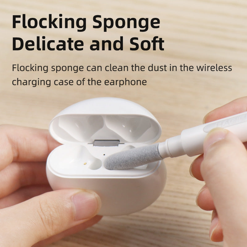 Wireless Earbuds Cleaning Tool 3-in-1 Pen with Brush, Sponge & Metal Tip for AirPods, Galaxy Buds & Charging Cases