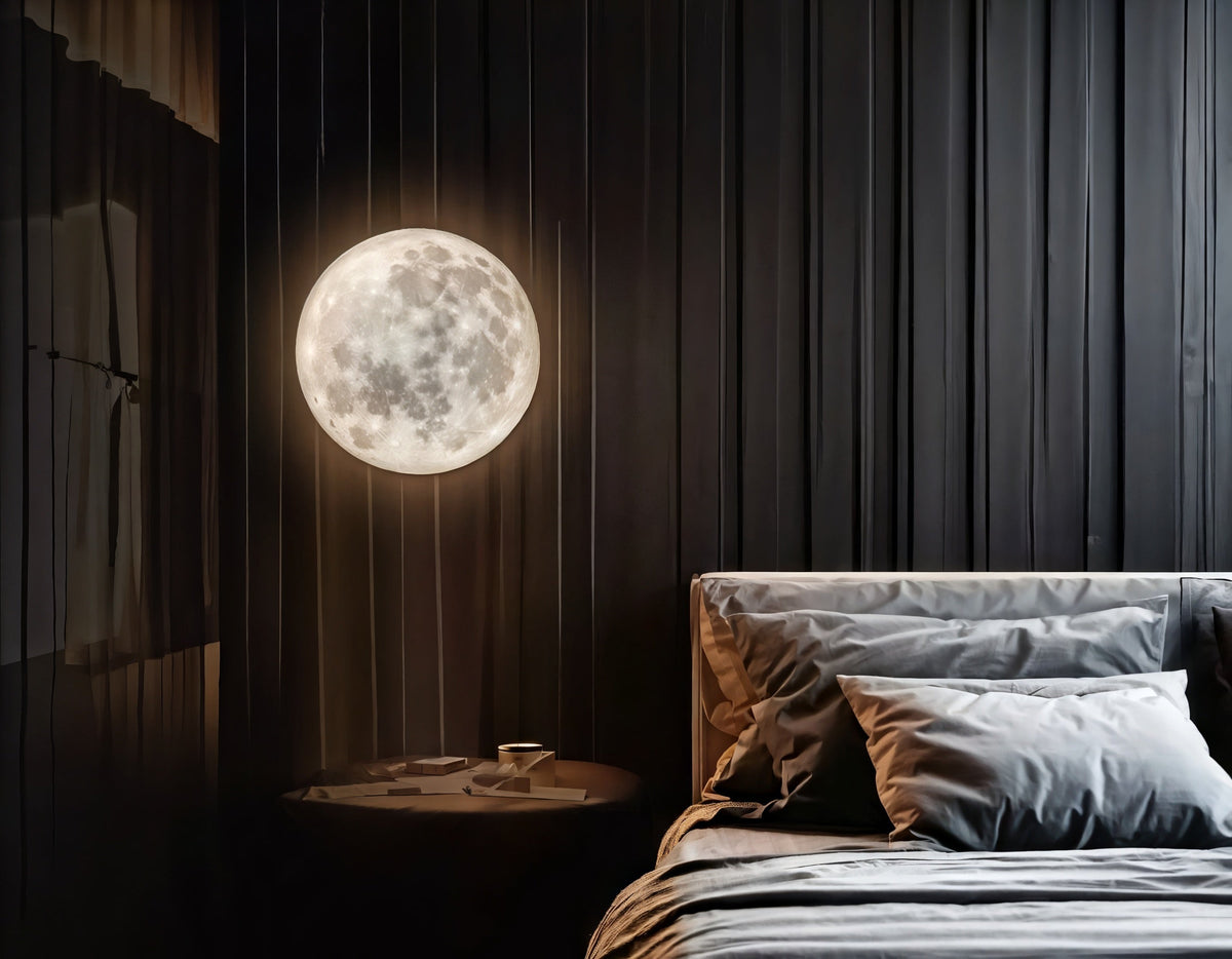 3D Moon Ceiling Light with Remote – Realistic Lunar Surface LED Fixture for Bedroom, Living Room & Kids Room – Dimmable Warm to Cool White