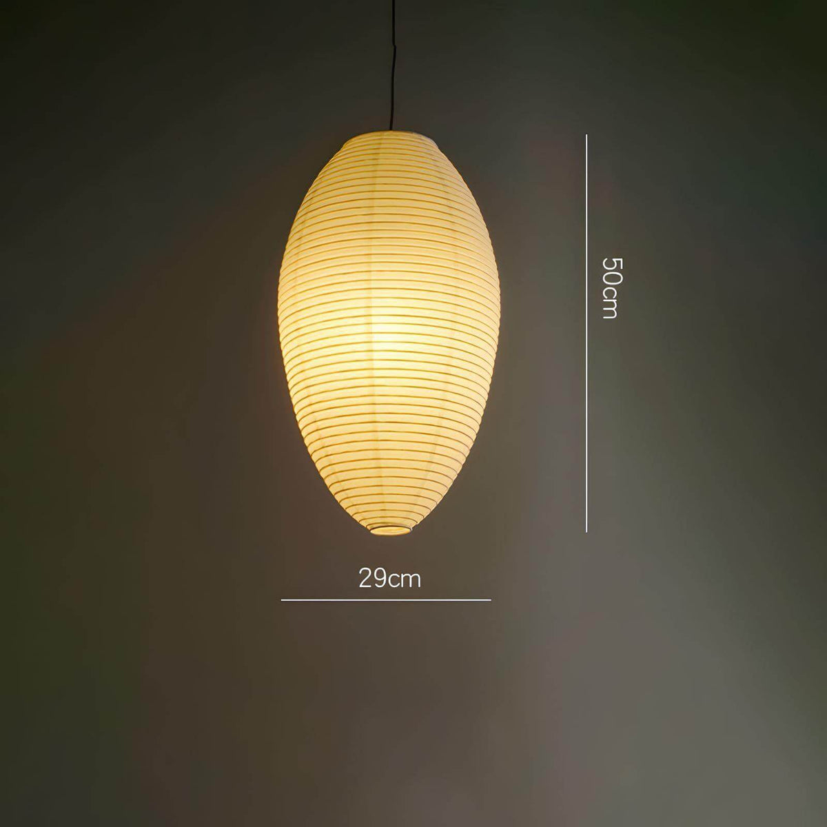 Hanging Ceiling Fixture with Translucent Rice Paper Lampshade 11.4"×19.7" for Dining Room Kitchen Bedroom Ambient Overhead Lighting