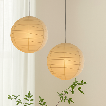 Floating Paper Shade Hanging Light Fixture 22 in White Minimalist Overhead Lamp for Bedroom Dining Room | Soft Ambient Glow Adjustable Drop