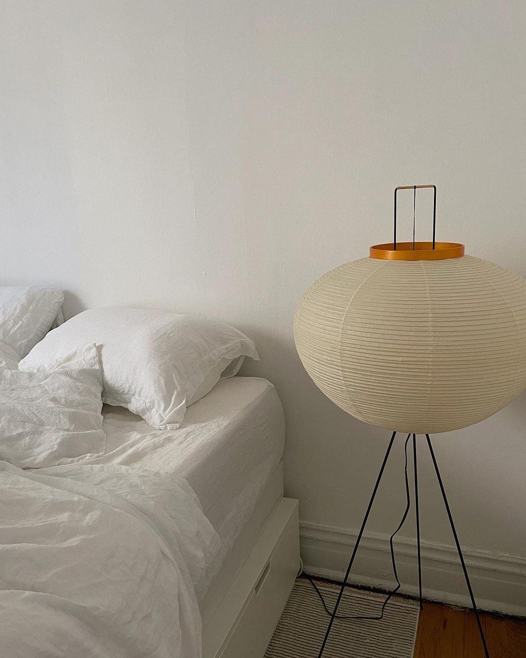 Handcrafted Paper Shade Tripod Standing Lamp 20 in White for Living Room Bedroom Reading Nook Accent Light Japandi Minimalist Decor