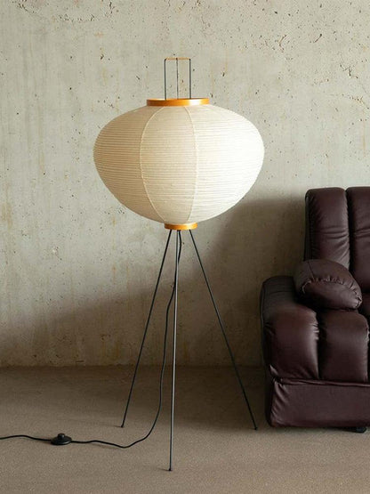 Handcrafted Paper Shade Tripod Standing Lamp 20 in White for Living Room Bedroom Reading Nook Accent Light Japandi Minimalist Decor