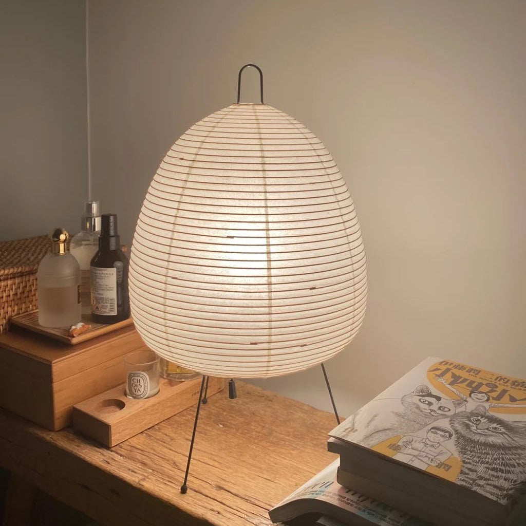 Handcrafted Paper Shade Desk Lamp 17 Inch White Soft Glow Accent Light E26 E27 Base for Bedroom Office Living Room Nightstand Reading Corner