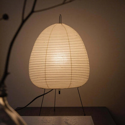 Handcrafted Paper Shade Accent Lamp 10 in Wide Warm Glow LED Bedside Nightlight for Bedroom Office Desktop Reading Nook Minimalist Japanese