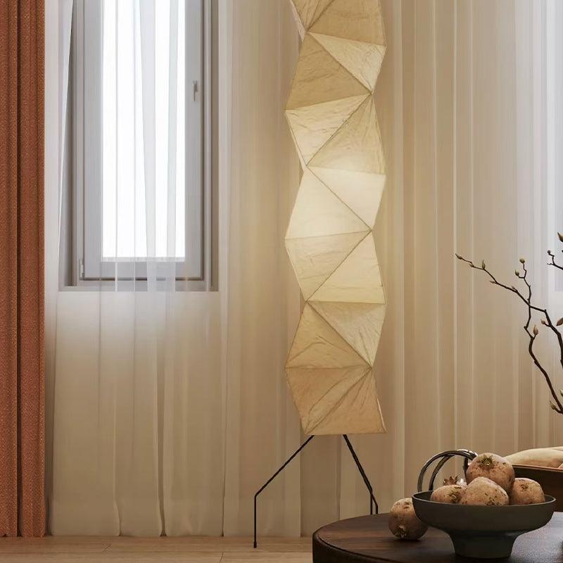 Tall Paper-Shade Standing Lamp 74 in Minimalist Accent Light Bedroom Corner Reading Lounge Space Japanese-Inspired Vertical Illumination