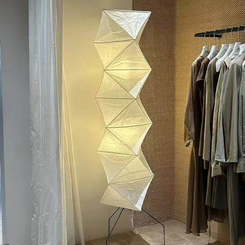 Tall Paper-Shade Standing Lamp 74 in Minimalist Accent Light Bedroom Corner Reading Lounge Space Japanese-Inspired Vertical Illumination