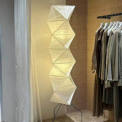 Tall Paper-Shade Standing Lamp 74 in Minimalist Accent Light Bedroom Corner Reading Lounge Space Japanese-Inspired Vertical Illumination