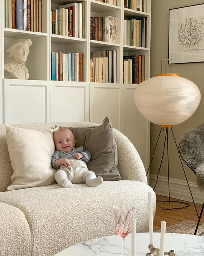 Japanese-Inspired Paper Floor Lamp White Mulberry Shade Tall Standing Light for Living Room Bedroom Reading Nook Sculptural Accent