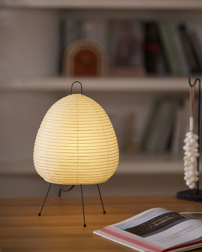 Handcrafted Paper Shade Desk Lamp 17 Inch White Soft Glow Accent Light E26 E27 Base for Bedroom Office Living Room Nightstand Reading Corner