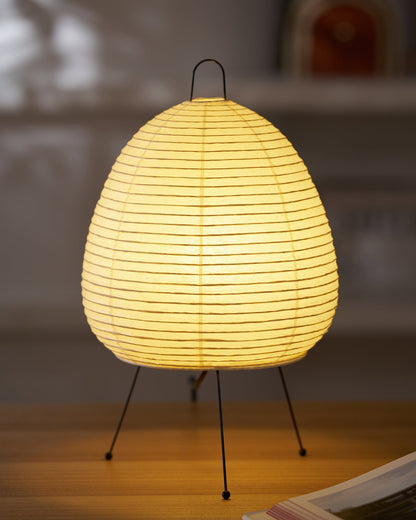 Handcrafted Paper Shade Desk Lamp 17 Inch White Soft Glow Accent Light E26 E27 Base for Bedroom Office Living Room Nightstand Reading Corner