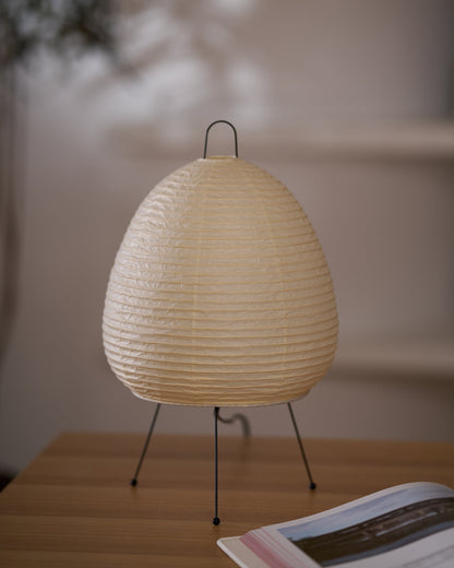 Handcrafted Paper Shade Accent Lamp 10 in Wide Warm Glow LED Bedside Nightlight for Bedroom Office Desktop Reading Nook Minimalist Japanese