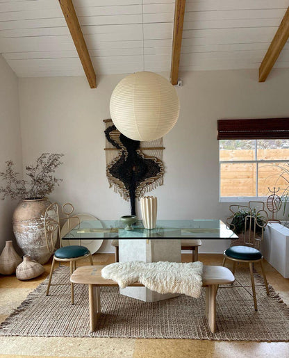 Spherical Wire-Frame Ceiling Fixture with Paper Diffuser for Kitchens & Dining Spaces – Sculptural Overhead Lighting – Adjustable Height Up