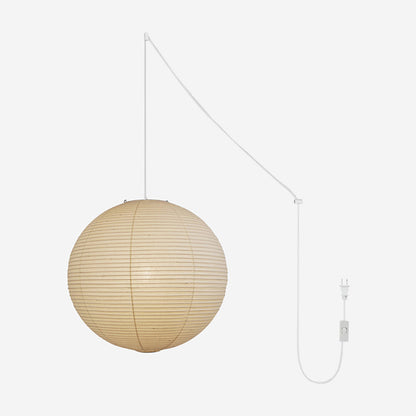 Spherical Hanging Lamp with Cotton Paper Shade & Adjustable Cord for Dining Room, Kitchen, Living Space | Modern Overhead Fixture