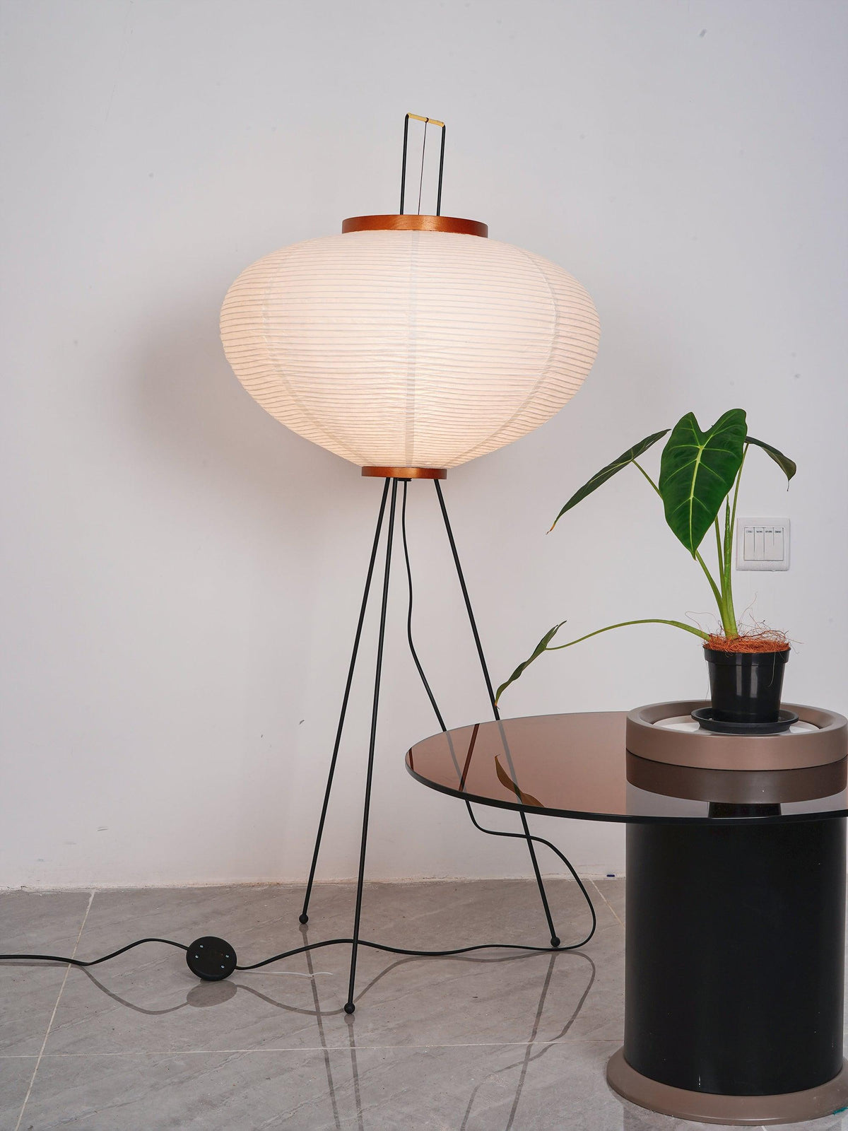 Japanese-Inspired Paper Floor Lamp White Mulberry Shade Tall Standing Light for Living Room Bedroom Reading Nook Sculptural Accent