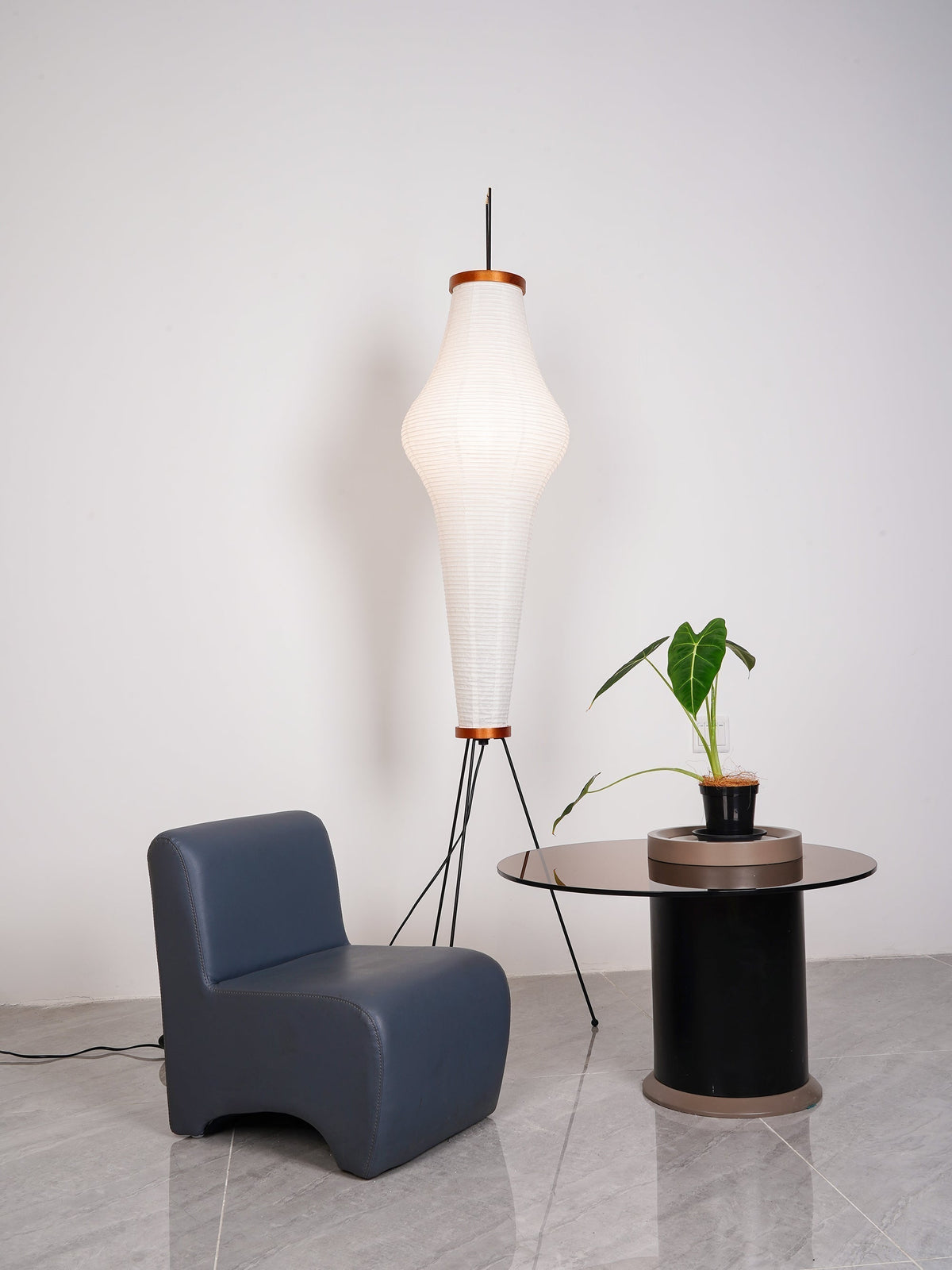 Handcrafted Paper Shade Tripod Standing Lamp 20 in White for Living Room Bedroom Reading Nook Accent Light Japandi Minimalist Decor