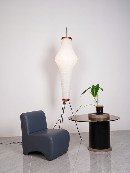 Handcrafted Paper Shade Tripod Standing Lamp 20 in White for Living Room Bedroom Reading Nook Accent Light Japandi Minimalist Decor