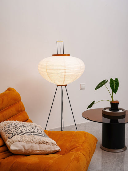 Handcrafted Paper Shade Tripod Standing Lamp 20 in White for Living Room Bedroom Reading Nook Accent Light Japandi Minimalist Decor