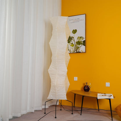 Japanese-Inspired Paper Floor Lamp White Mulberry Shade Tall Standing Light for Living Room Bedroom Reading Nook Sculptural Accent